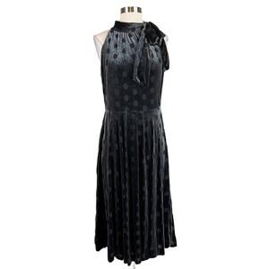 Calvin Klein Women's Cocktail Dress Size 10 Gray Velvet Polka Dot Fit and Flare